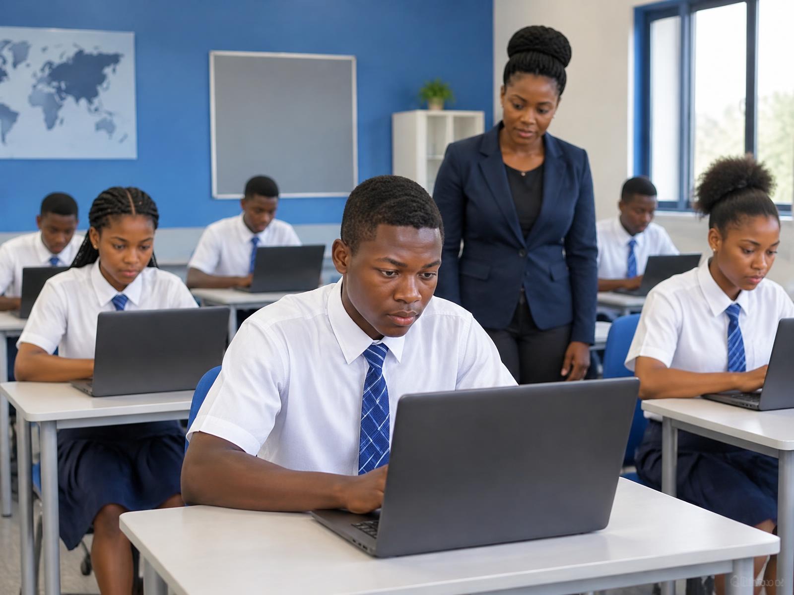 Secondary school students taking a digital assessment